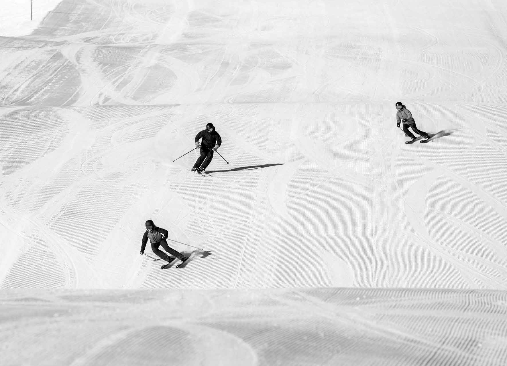 Skifahren, Advanced, 3 Personen, Skipiste, Flims, Laax, Schweiz, Skigebiet