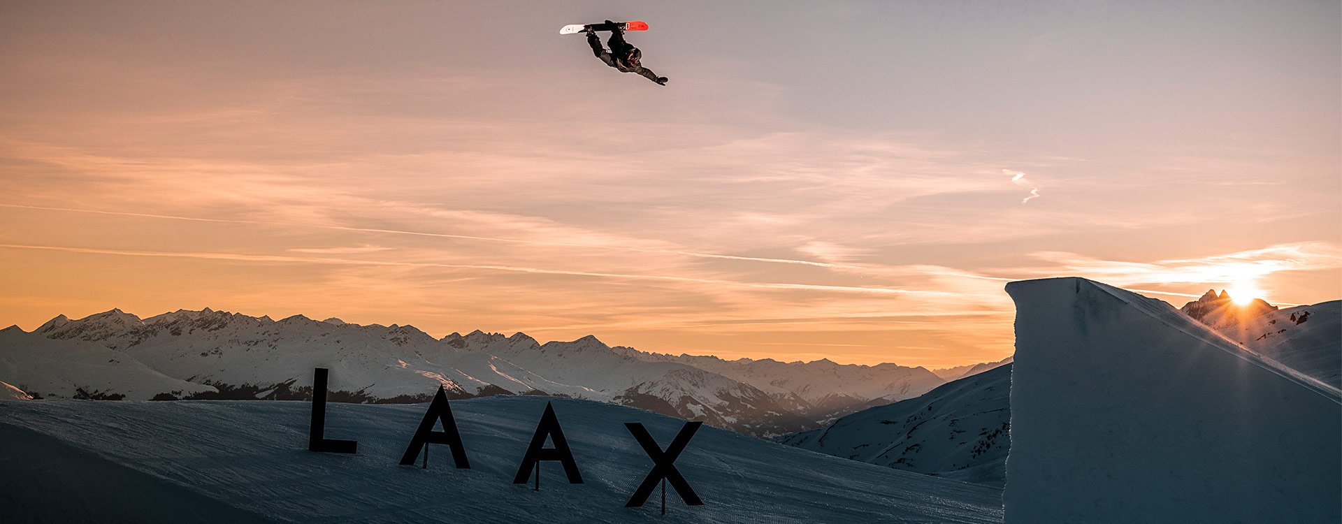 Snowpark, Sunset, Laax, Skigebiet Flims, Schweiz, Freestyle
