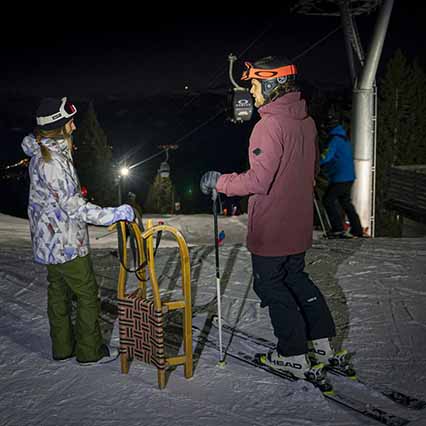 Nachtschlitteln, Flims, Laax, Nachtaktivitäten, Schweiz, Skigebiet