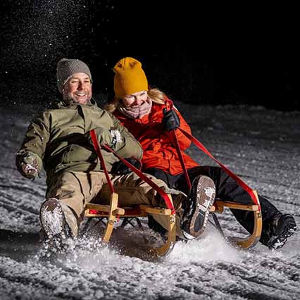 Nachtaktivitäten, Nachtschlitteln, Flims, Laax, Foppa, Spass, Winteraktivitäten